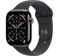 Apple Watch Series 11 GPS + Cellular 46mm Slate Titanium Case with Black Sport Band - M/L