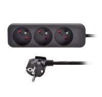 Solight prodlužovací přívod, 3 zásuvky, černý, 3m
