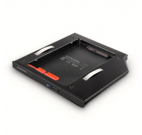 AXAGON RSS-CD09 rámeček pro 2.5" SSD/HDD do DVD slotu, 9.5 mm, LED, hliník