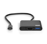 PORT HUB USB-C, HDMI 1X 4K + USB-A + USB-C, černá