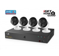 iGET HOMEGUARD HGNVK85304 Kamerový PoE systém se SMART detekcí pohybu, 8-kanálový FullHD NVR + 4x FullHD venkovní kamera