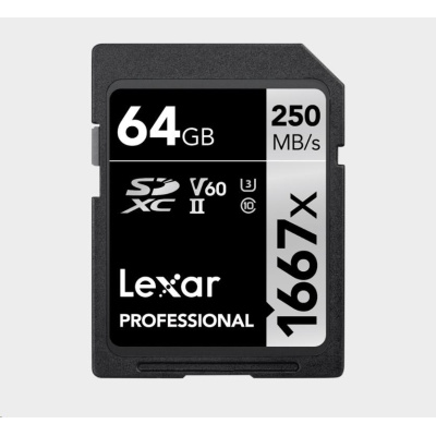 Lexar SDXC Pro 1667X UHS-II U3 R250/W120 (V60) 64GB