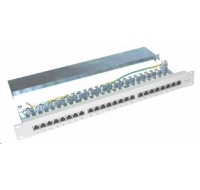 19" Patch panel XtendLan 24port, STP, Cat6, 30µm, duální svorkovnice, šedý