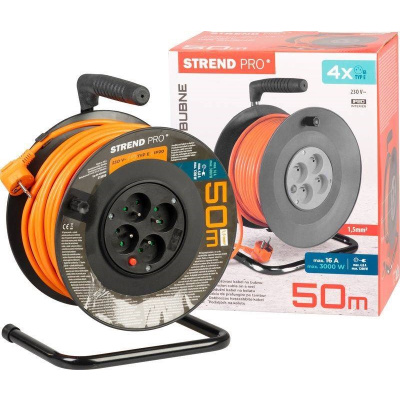 Strend Pro DG-FB04 buben 50m plast 4xzas. 3x1,5mm oranžová (213059)