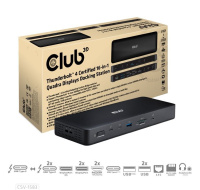 Club3D Dokovací stanice 16v1 Quadra (4) ThunderBolt 4, 2xTB, 3xDP, 2xHDMI, 3xUSB, RJ45, SD-TF Karta, 1xUSB-C, 150W PD