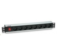 Intellinet 19" Rackmount 8-Way Power Strip - German Type, rozvodný panel, 8x DE zásuvka, 3m kabel