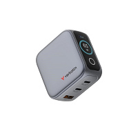 VERBATIM Mini GaN Nabíječka s displejem 65W, 2xUSB-C, 1xUSB-A, šedá