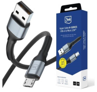 3mk kabel Hyper Cable N-SERIES A to Micro 1m 5V/2.4A 12W White / Black