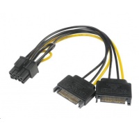 AKASA adaptér napájecí na 6+2pin PCIe (2xSATA male power to a 6+2pin PCIe female connector)