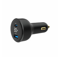 GEMBIRD Nabíječka do auta, 1x USB, 1xUSB-C, rychlo-nabíječka, QC3.0, 30 W, černá