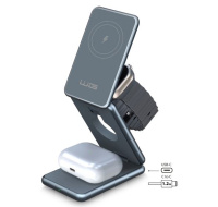 WG - Bezdrátová nabíječka WG39, 3v1, 15W+5W+3W, šedá