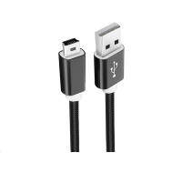 WG - Datový kabel USB Mini-B (5 pins)-USB-A / 1m / nylon braided / black