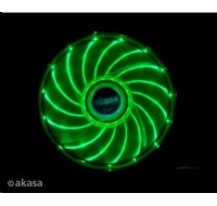 AKASA ventilátor Vegas 120x120x25mm, 1200RPM podsvícený, 15xLED, zelený