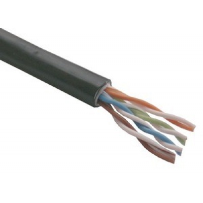 UTP kabel Elite, Cat5E drát, venkovní PE+PVC, dvojitý plášť, 305m cívka, černý