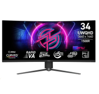 MSI LCD MPG 346CQRF X24, 34", VA, 3440x1440, 240Hz, 0.5ms, HDMI, DP, USB, VESA, Audio, Black