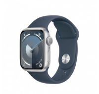 APPLE Watch Series 9 GPS 41mm Silver Aluminium Case with Storm Blue Sport Band - S/M