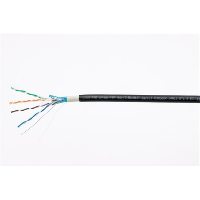 FTP kabel LYNX Cat5E, venkovní PE, dvojitý plášť PE+PVC, 305m cívka, černý