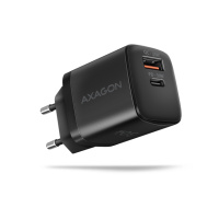 AXAGON ACU-PQ30, Sil nabíječka do sítě 30W, 2x port (USB-A + USB-C), PD3.0/PPS/QC4+/SFC/AFC/Apple, černá