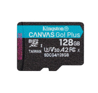 Kingston MicroSDXC karta 128GB Canvas Go! Plus, R:200/W:160MB/s, Class 10, UHS-I, U3, V30, A2 + Bez Adaptéru