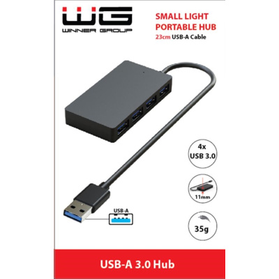 WG - HUB USB-A na 4x USB-A, USB 3.0, 5Gbps, černá