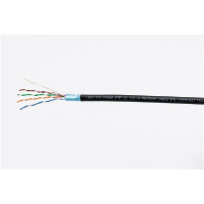 FTP kabel LYNX Cat5E, venkovní PE, jednoduchý plášť, 305m box, černý