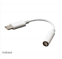 AKASA adaptér USB Type-C na 3.5 mm headphone jack adapter, 10cm, bílá