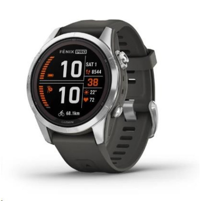 Garmin fenix® 7S Pro – Solar Edition, Silver / Black Band