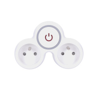 Solight rozbočka, 2x 10A, bílá-šedá, vypínač