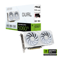 ASUS VGA NVIDIA GeForce RTX 5060 Ti DUAL OC 8G WHITE, 16GB GDDR7, 3xDP, 1xHDMI
