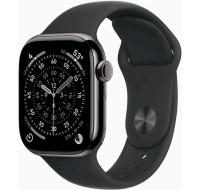 Apple Watch Series 11 GPS + Cellular 42mm Slate Titanium Case with Black Sport Band - S/M