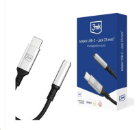 3mk adaptér USB-C/Jack 3,5mm (samice) 0,15m, černo-stříbrná