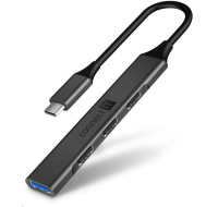 CONNECT IT USB-C hub, (1xUSB-A 3.0, 3xUSB-A 2.0), externí, antracitová