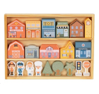 Dřevěné kostky město - domy, postavičky a další doplňky