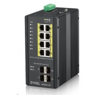 Zyxel RGS200-12P 12-port Gigabit WebManaged PoE switch, 8x GbE + 4x SFP, PoE budget 240W, DIN rail/Wall mount, IP30