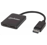 Manhattan rozbočovač, MST hub, DisplayPort na Dual DisplayPort (M/F), 4K@30Hz, černá