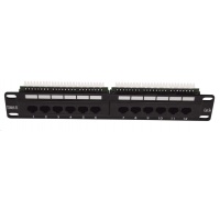 10" Patch panel LEXI-Net 12port, UTP, Cat5E, duální svorkovnice, černý