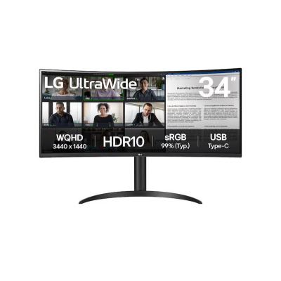 LG MT VA LED 34" 34WR55QK - VA panel, 3440x1440, 2xHDMI, DP, USB-C, USB 3.0, zakriven, nast vyska