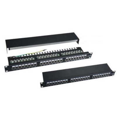 Patch panel LYNX 24port Cat5E, STP, blok 110, černý