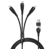 CONNECT IT Nabíjecí kabel Wirez 6v1, USB-C/USB, Lightning + 2x USB-C, 1.25m, černá