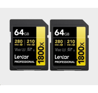 Lexar SDXC Pro 1800x U3 UHS-II R280/W210 (V60) 64GB - 2pack